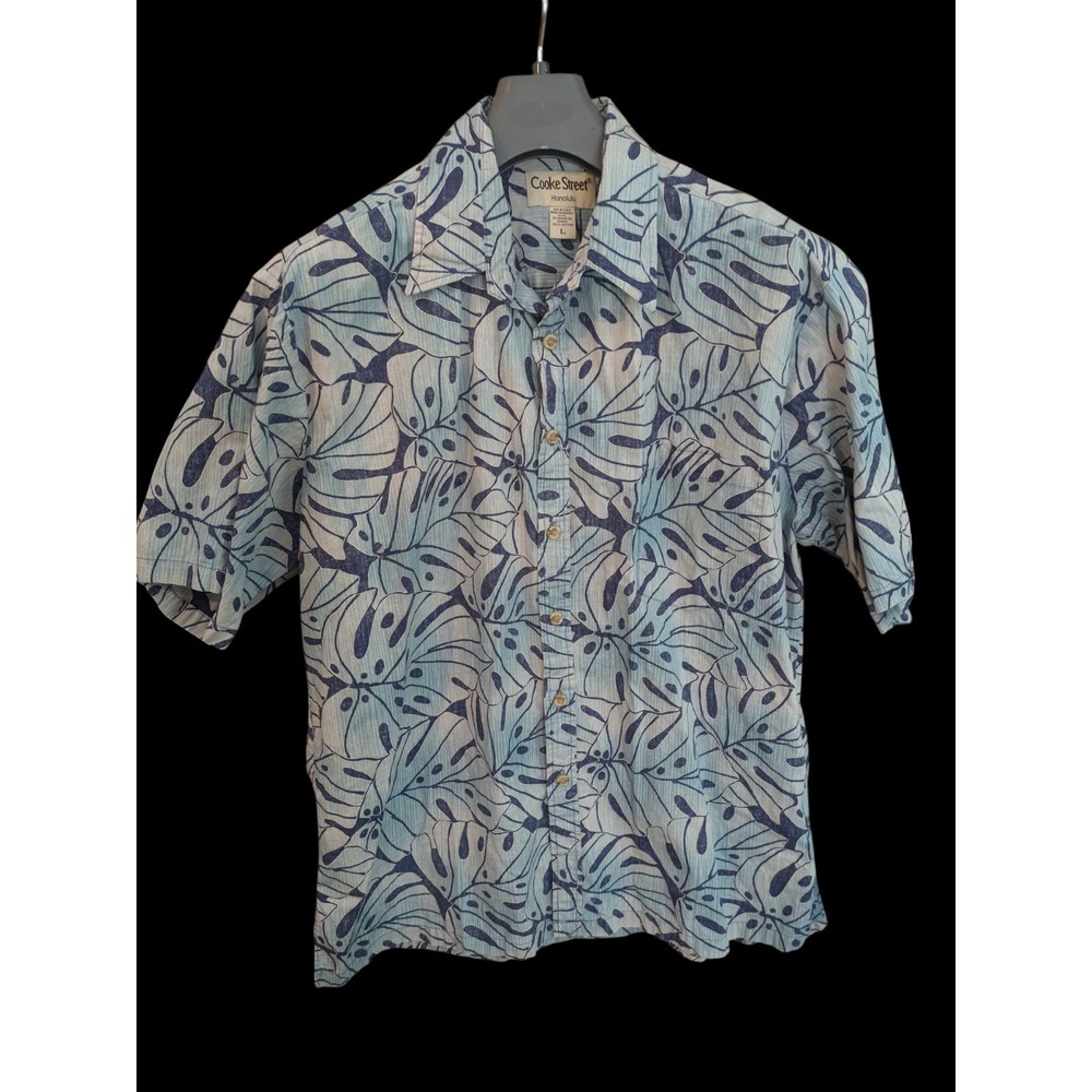 Cooke Street Shirt Men Faded Blue Casual Honolulu‎ AOP Floral Hawaiian Pocket LG